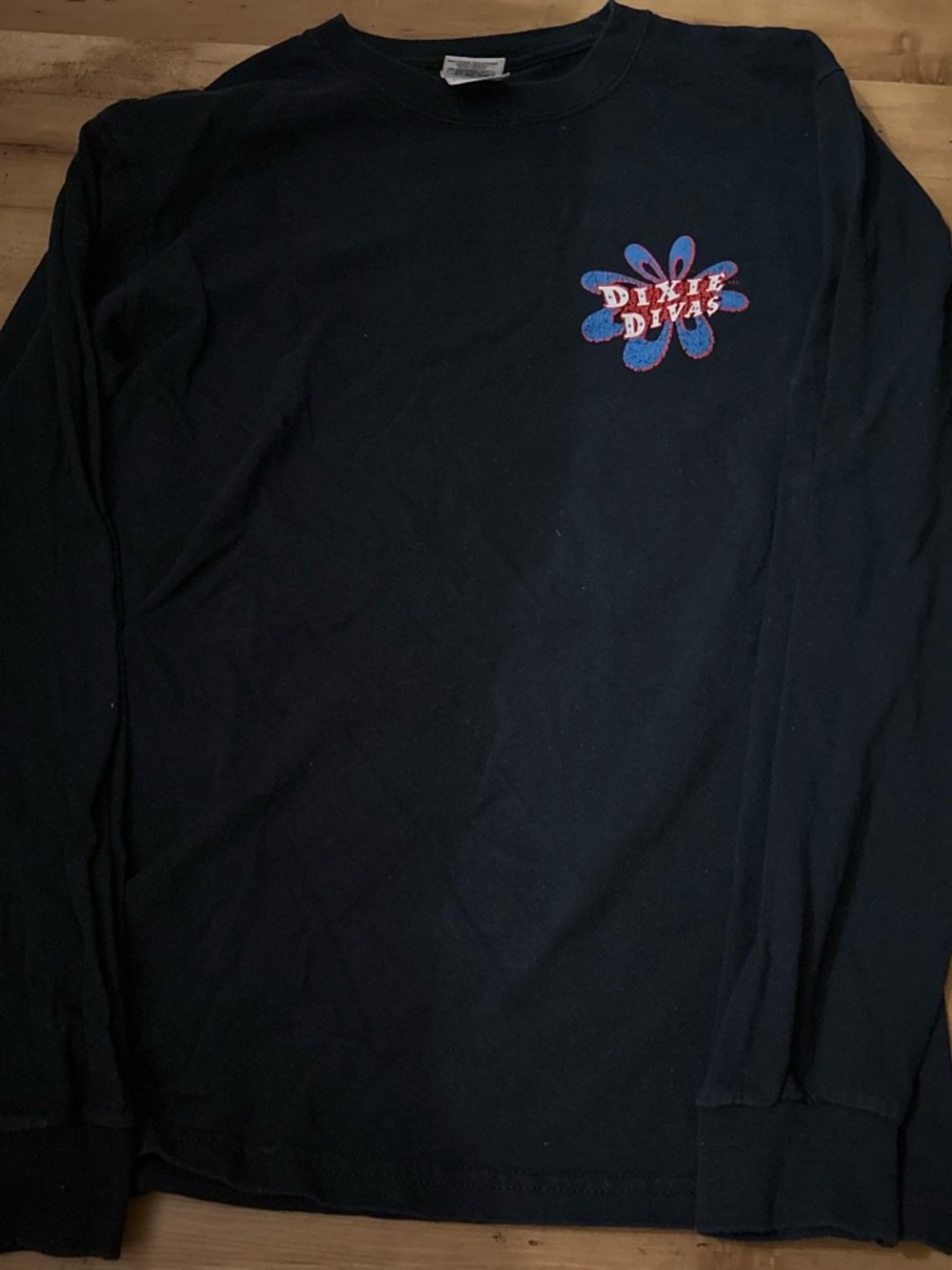 Gildan Black Long Sleeve Tee with Blue & Red Logo